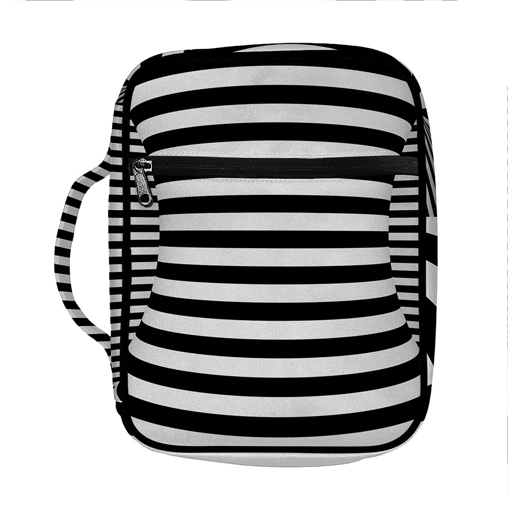 Black And White Torus Illusion Print Front Pocket Bible Bag