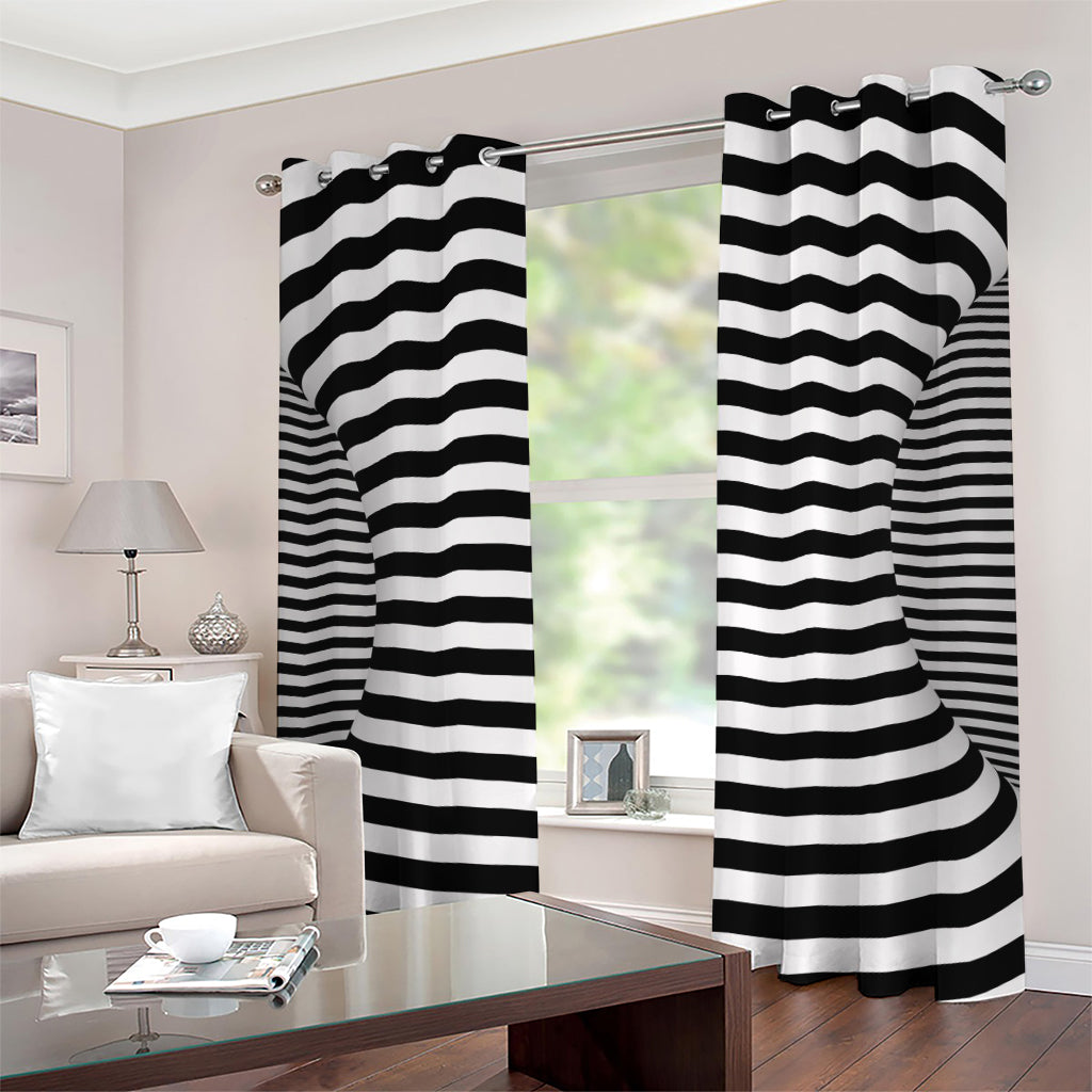 Black And White Torus Illusion Print Grommet Curtains