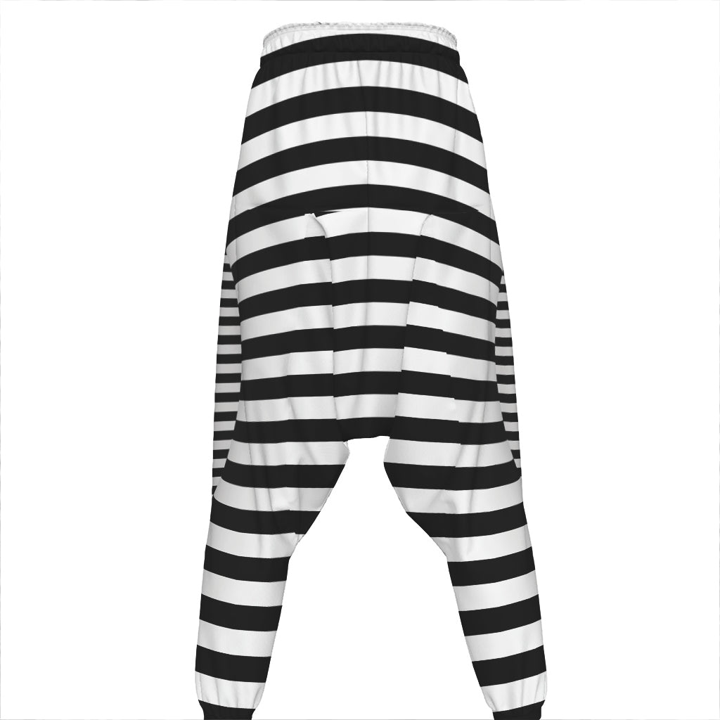 Black And White Torus Illusion Print Hammer Pants