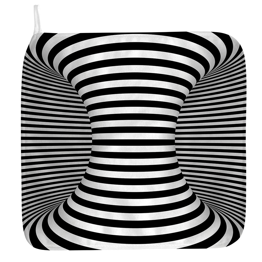 Black And White Torus Illusion Print Hand Towel