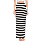 Black And White Torus Illusion Print High Slit Maxi Skirt