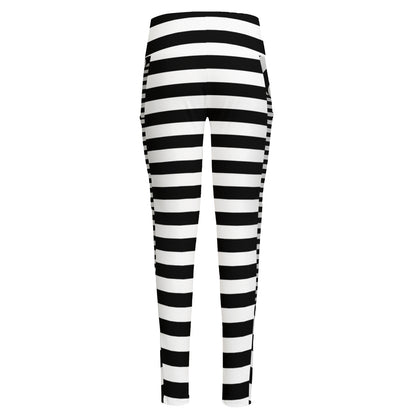 Black And White Torus Illusion Print High-Waisted Pocket Leggings