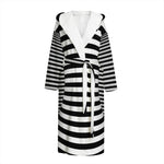 Black And White Torus Illusion Print Hooded Bathrobe