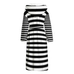 Black And White Torus Illusion Print Hooded Bathrobe