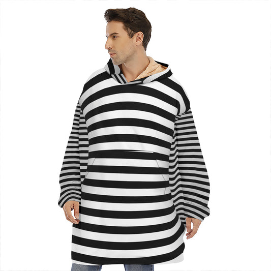 Black And White Torus Illusion Print Hoodie Blanket