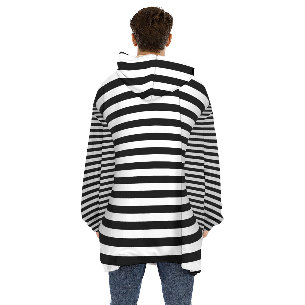 Black And White Torus Illusion Print Hoodie Blanket