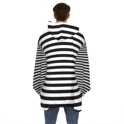 Black And White Torus Illusion Print Hoodie Blanket