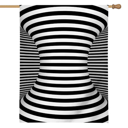 Black And White Torus Illusion Print House Flag