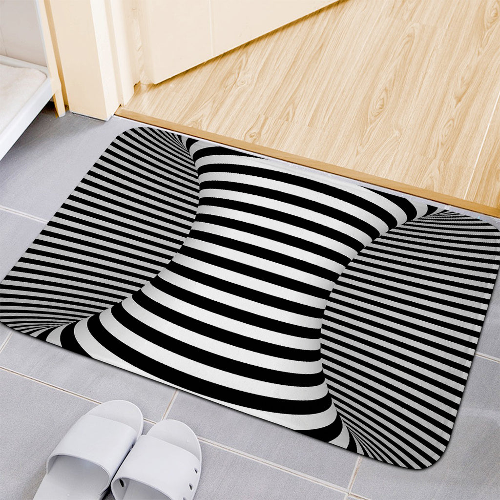 Black And White Torus Illusion Print Indoor Door Mat