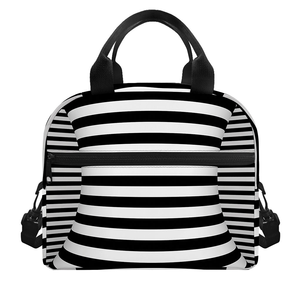 Black And White Torus Illusion Print Insulated Lunch Bag