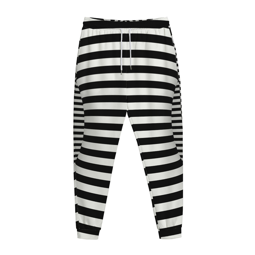 Black And White Torus Illusion Print Jogger Pants