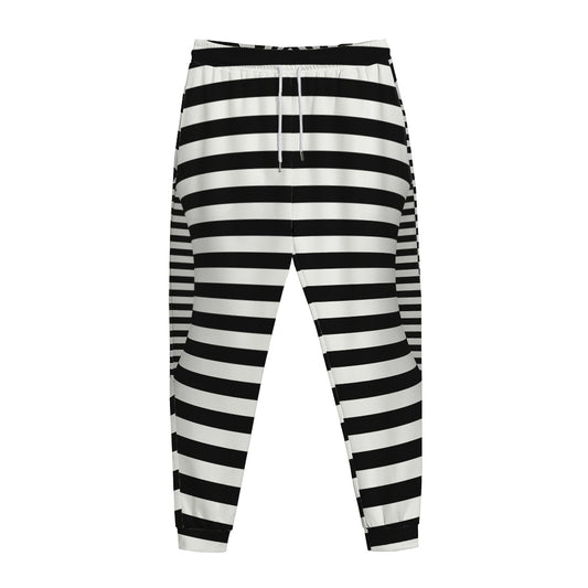 Black And White Torus Illusion Print Jogger Pants