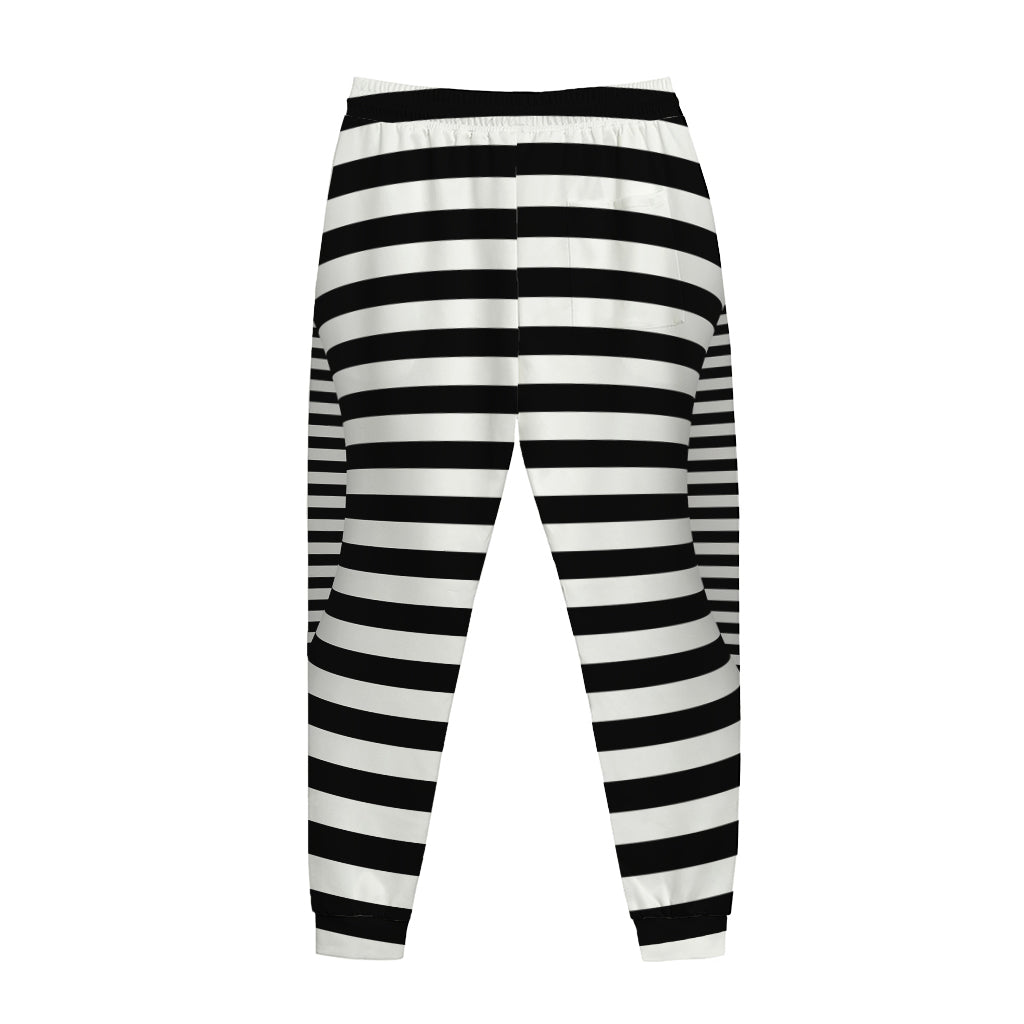 Black And White Torus Illusion Print Jogger Pants