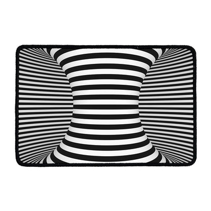Black And White Torus Illusion Print Kitchen Mat