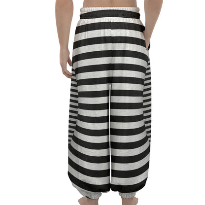 Black And White Torus Illusion Print Lantern Pants
