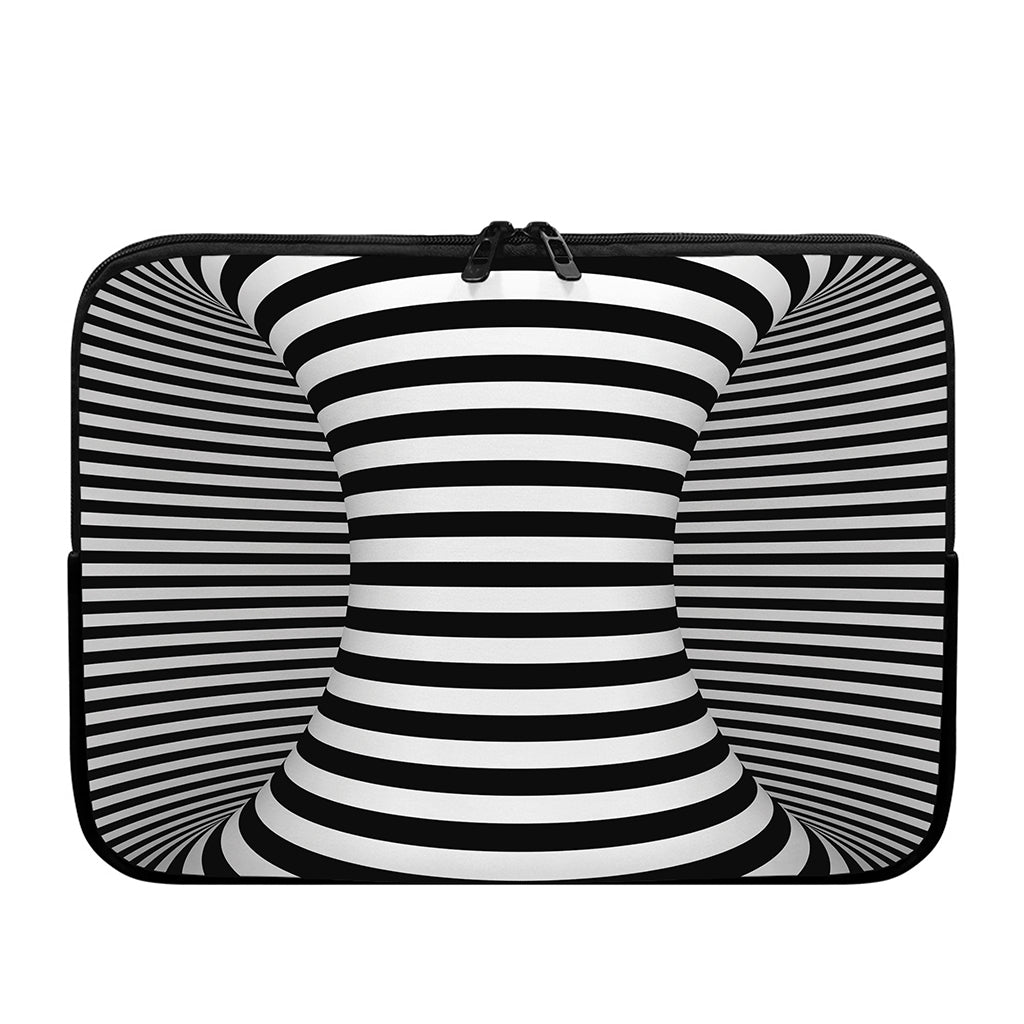 Black And White Torus Illusion Print Laptop Sleeve