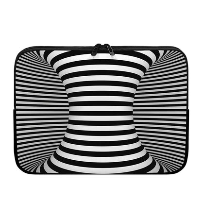Black And White Torus Illusion Print Laptop Sleeve