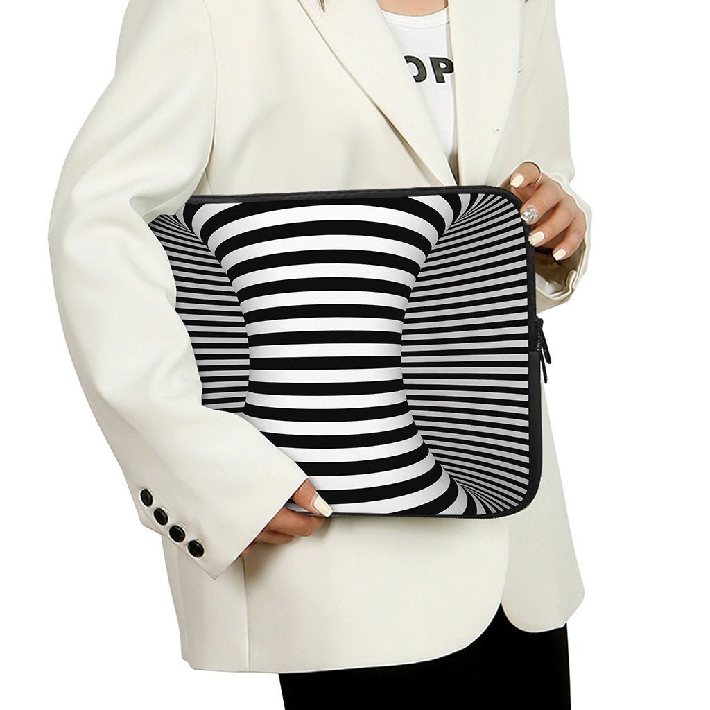 Black And White Torus Illusion Print Laptop Sleeve
