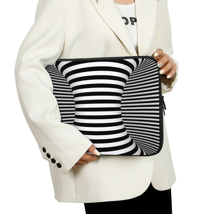 Black And White Torus Illusion Print Laptop Sleeve