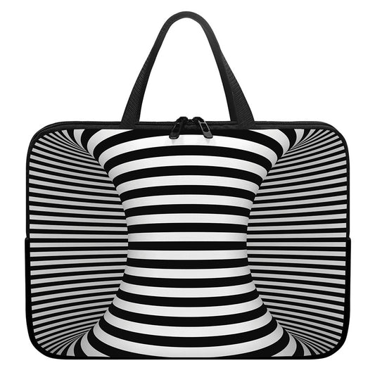 Black And White Torus Illusion Print Laptop Sleeve With Handle