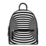Black And White Torus Illusion Print Leather Backpack