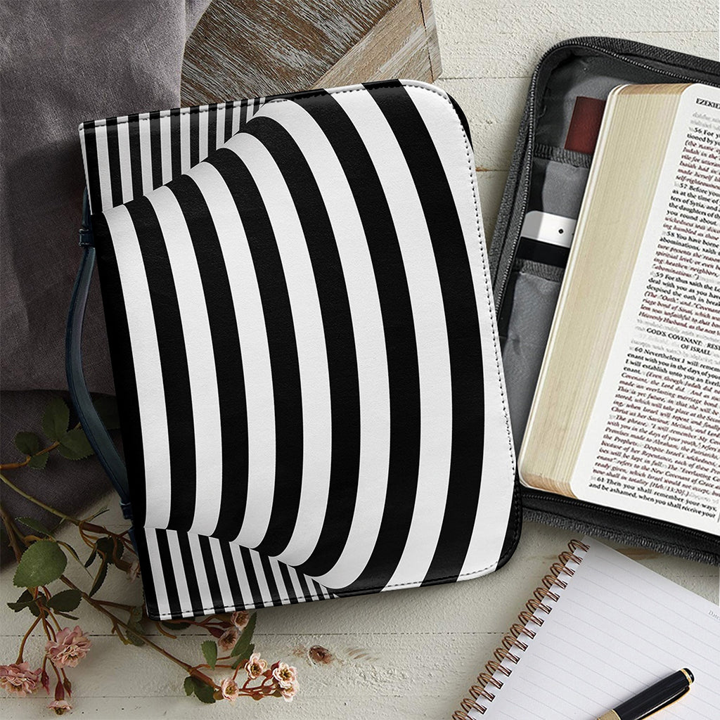 Black And White Torus Illusion Print Leather Bible Cover