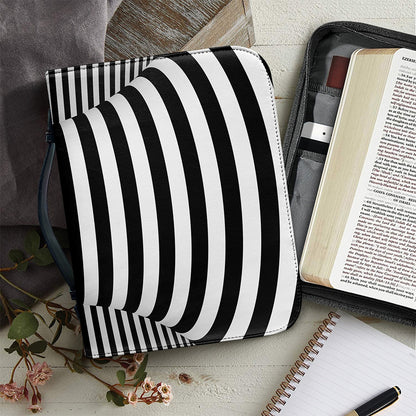 Black And White Torus Illusion Print Leather Bible Cover