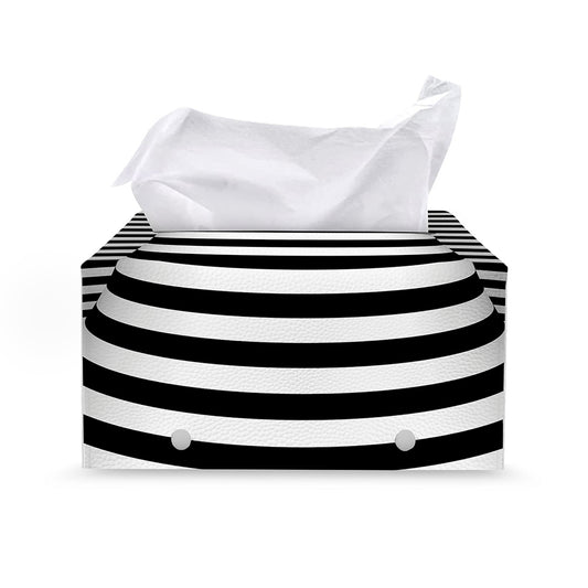 Black And White Torus Illusion Print Leather Tissue Box Cover