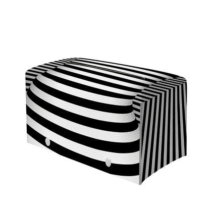 Black And White Torus Illusion Print Leather Tissue Box Cover