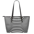 Black And White Torus Illusion Print Leather Tote Bag With Zipper