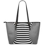 Black And White Torus Illusion Print Leather Tote Bag