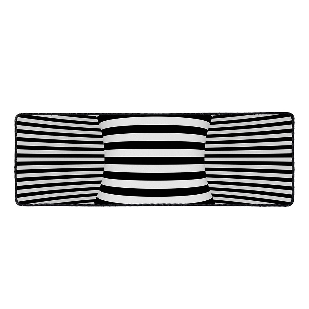 Black And White Torus Illusion Print Long Kitchen Mat