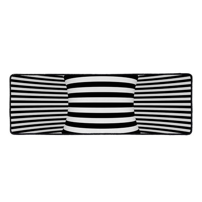 Black And White Torus Illusion Print Long Kitchen Mat