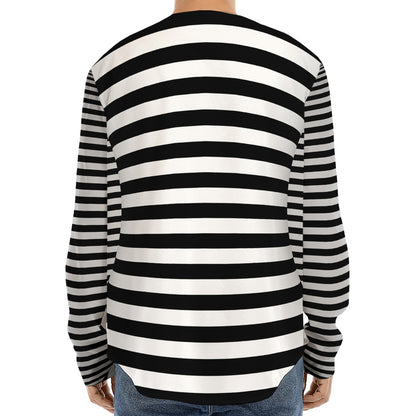 Black And White Torus Illusion Print Long Sleeve Baseball Jersey