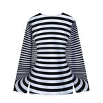 Black And White Torus Illusion Print Long Sleeve Short Coat