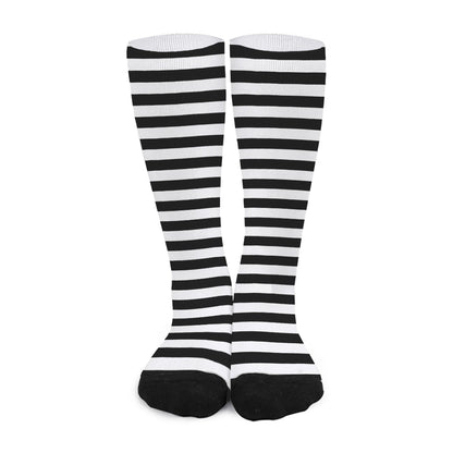 Black And White Torus Illusion Print Long Socks