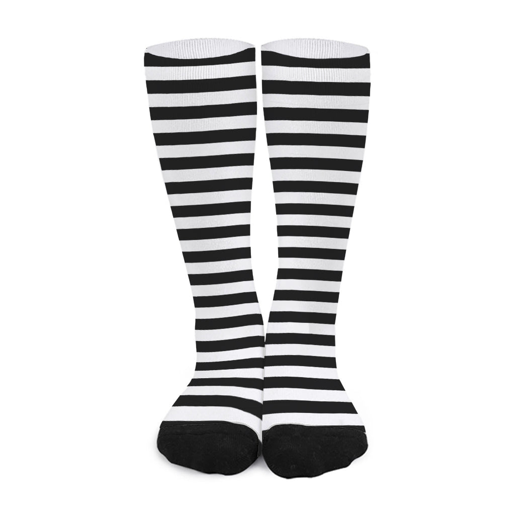 Black And White Torus Illusion Print Long Socks