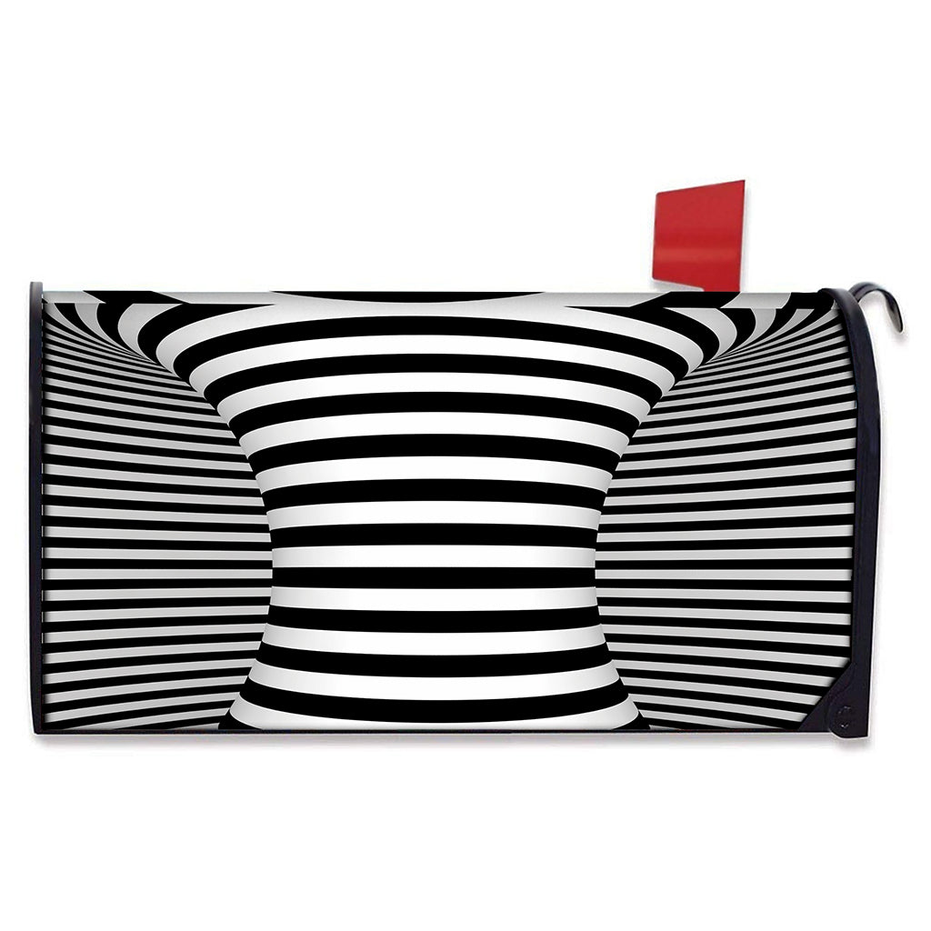 Black And White Torus Illusion Print Mailbox Cover
