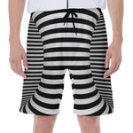Black And White Torus Illusion Print Men's Beach Shorts