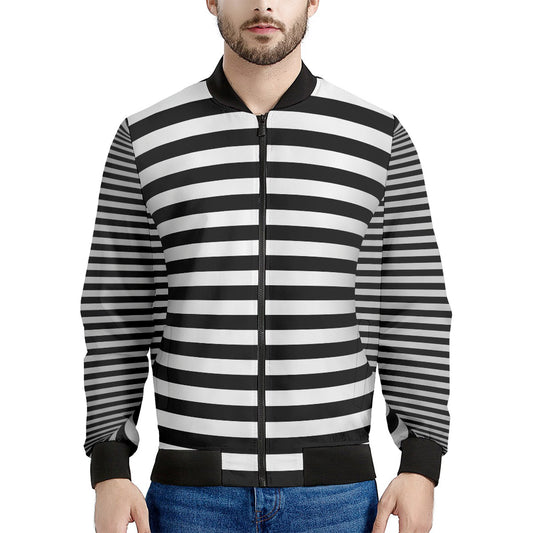 Black And White Torus Illusion Print Men's Bomber Jacket