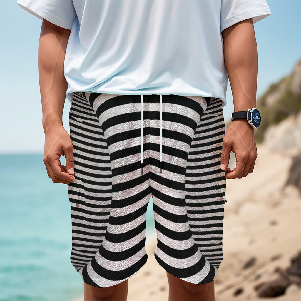 Black And White Torus Illusion Print Men's Cargo Shorts