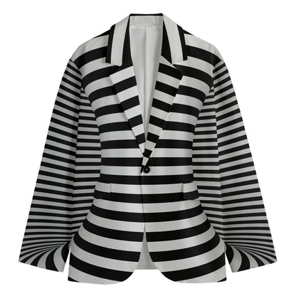Black And White Torus Illusion Print Men's Cotton Blazer