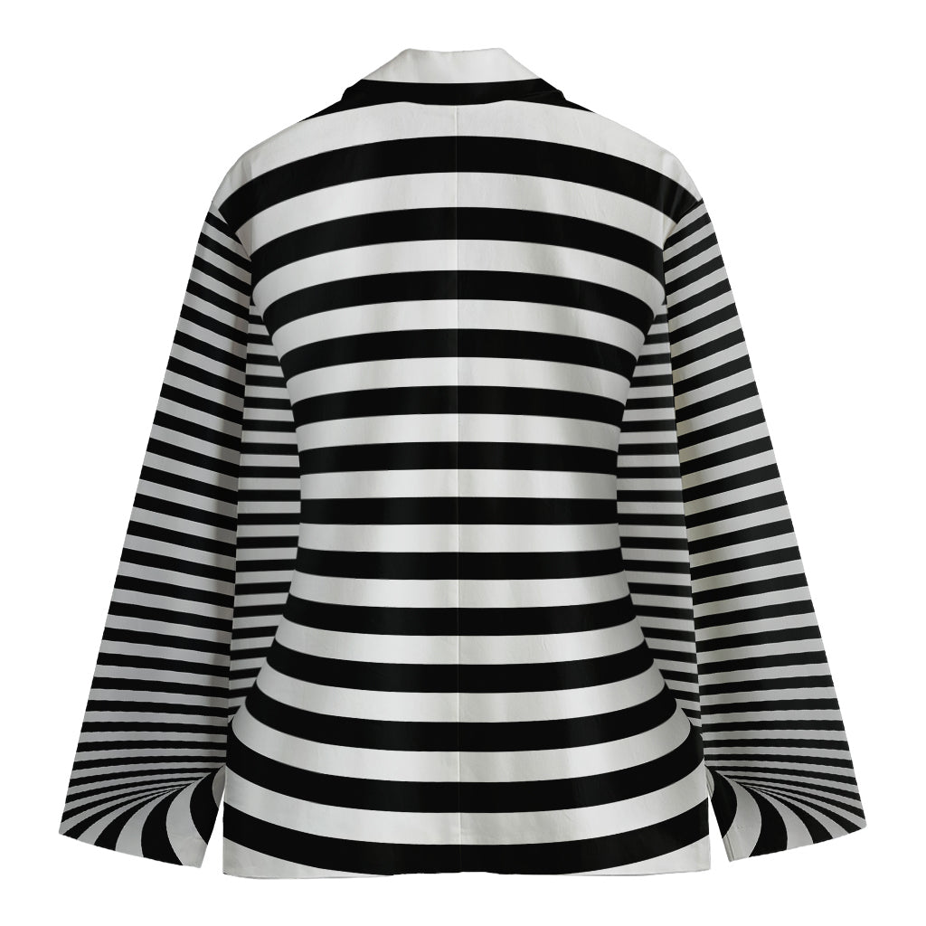 Black And White Torus Illusion Print Men's Cotton Blazer