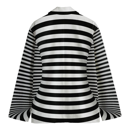 Black And White Torus Illusion Print Men's Cotton Blazer