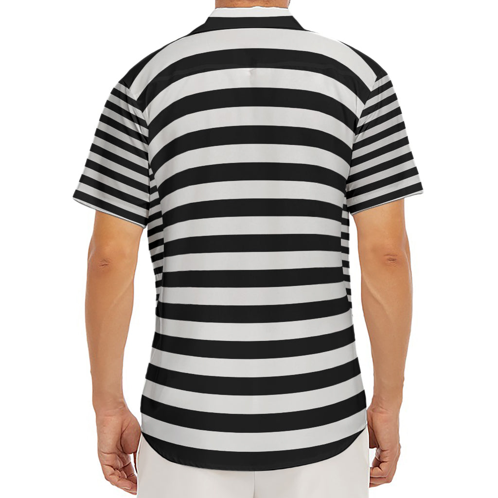 Black And White Torus Illusion Print Men's Deep V-Neck Shirt