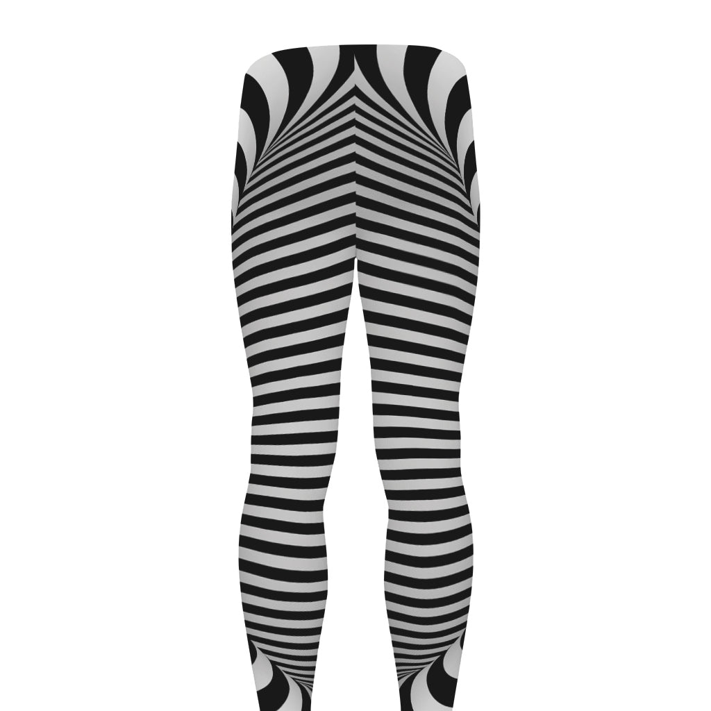 Black And White Torus Illusion Print Men's leggings