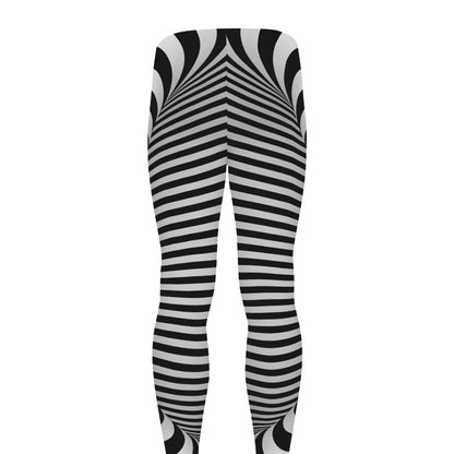 Black And White Torus Illusion Print Men's leggings