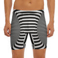 Black And White Torus Illusion Print Men's Long Boxer Briefs
