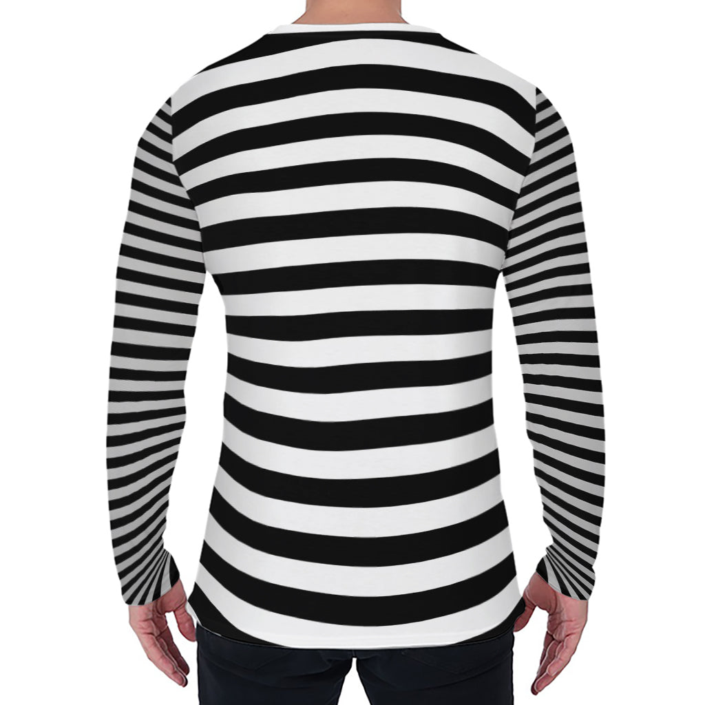Black And White Torus Illusion Print Men's Long Sleeve T-Shirt