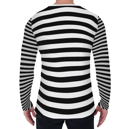 Black And White Torus Illusion Print Men's Long Sleeve T-Shirt